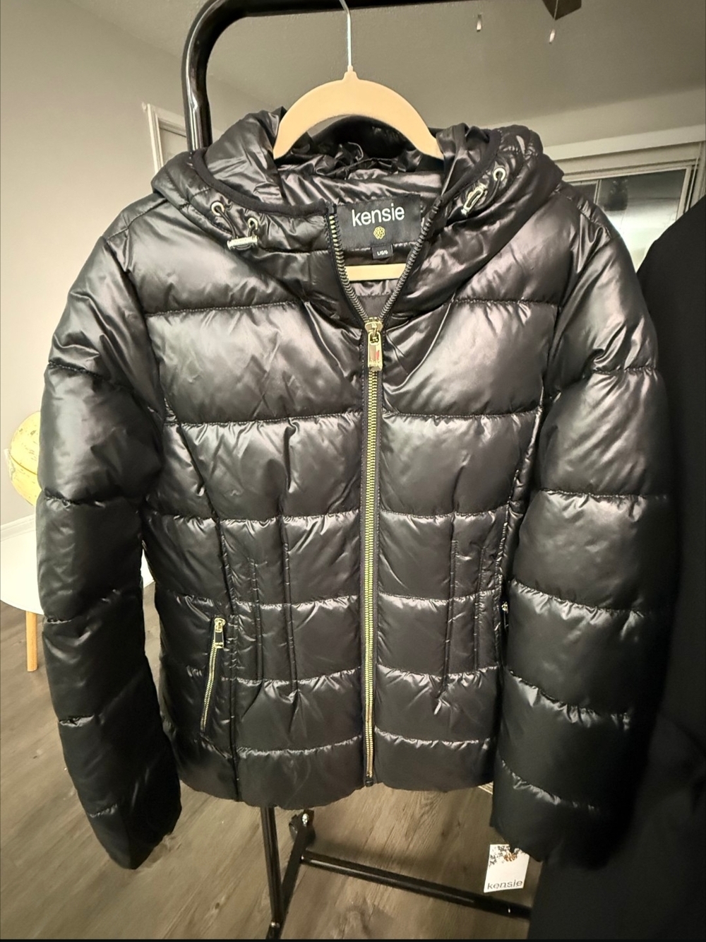 Kensie Black Puffer Jacket with Hood